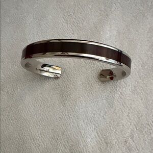 Men's Silver and Brown Cuff Bracelet